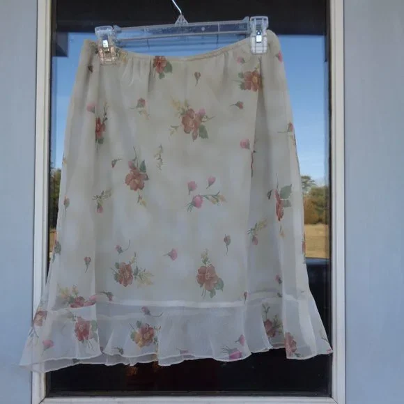 NWT boho pull on floral print skirt elastic waist - Picture 4 of 14